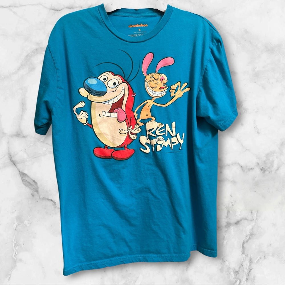 Nickelodeon Teal Large Ren & Stimpy 2008 Vintage Tee